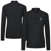 Seattle Mariners Levelwear Women's Upright Insignia 2.0 Quarter-Zip Tri-Blend Top - Black