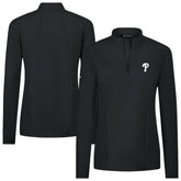 Philadelphia Phillies Levelwear Women's Upright Insignia 2.0 Quarter-Zip Tri-Blend Top - Black