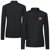 Cincinnati Reds Levelwear Women's Upright Insignia 2.0 Quarter-Zip Tri-Blend Top - Black