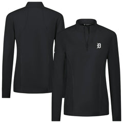 Detroit Tigers Levelwear Women's Upright Insignia 2.0 Quarter-Zip Tri-Blend Top - Black