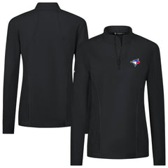 Toronto Blue Jays Levelwear Women's Upright Insignia 2.0 Quarter-Zip Tri-Blend Top - Black