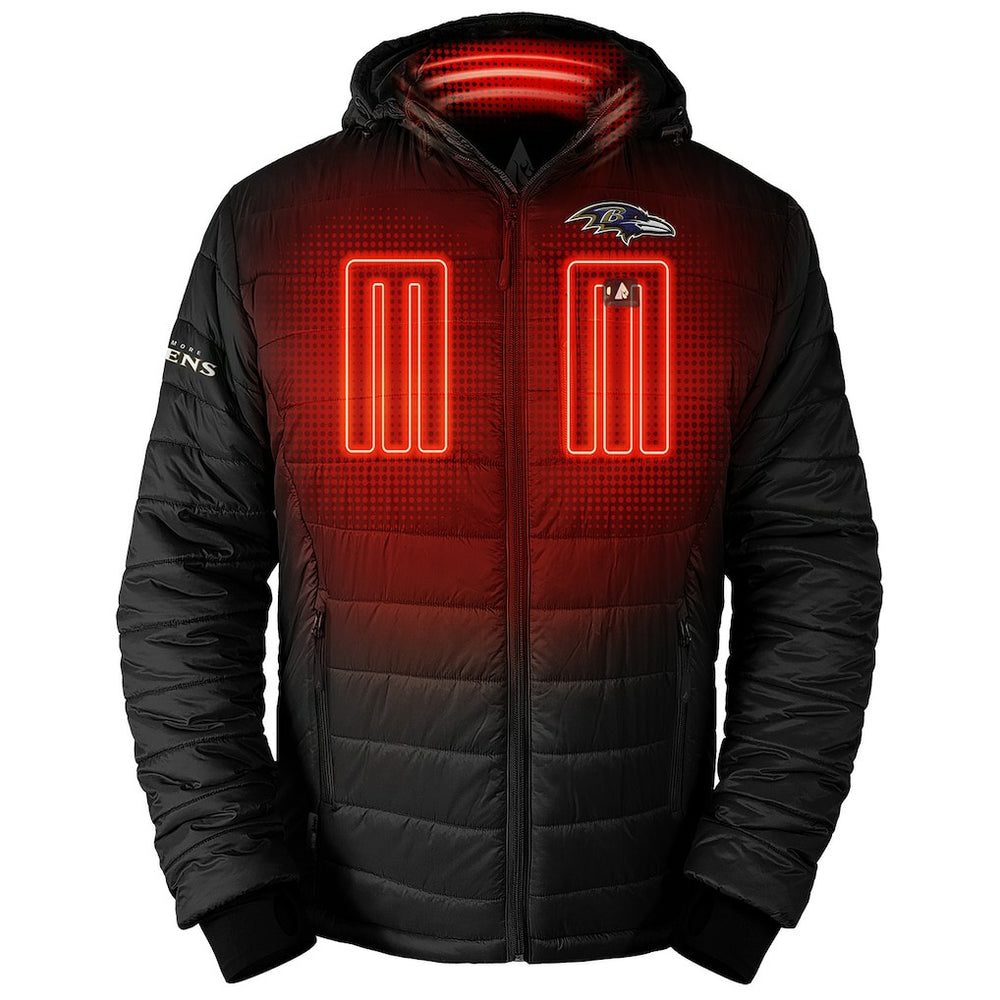 Baltimore Ravens ActionHeat 5V Battery Heated Full-Zip Hoodie Puffer Jacket - Black cheap