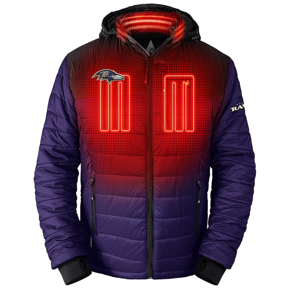 Baltimore Ravens ActionHeat 5V Battery Heated Full-Zip Hoodie Puffer Jacket - Purple discount