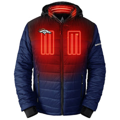 Denver Broncos ActionHeat 5V Battery Heated Colorblock Full-Zip Puffer Jacket - Black/Navy on sale