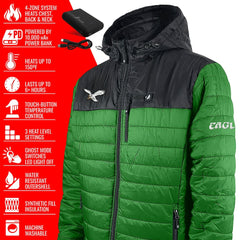 Philadelphia Eagles ActionHeat 5V Battery Heated Colorblock Full-Zip Puffer Jacket - Black/Kelly Green outlet