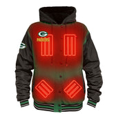 Green Bay Packers ActionHeat 5V Battery Heated Full-Snap Varsity Jacket - Green/Black online