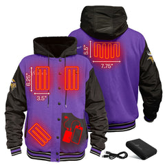 Minnesota Vikings ActionHeat 5V Battery Heated Full-Snap Varsity Jacket - Purple/Black sale