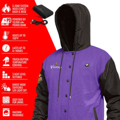 Minnesota Vikings ActionHeat 5V Battery Heated Full-Snap Varsity Jacket - Purple/Black sale