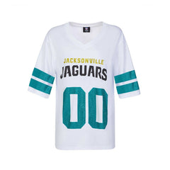 Jacksonville Jaguars Cuce Women's Rhinestone V-Neck Tunic - White discount