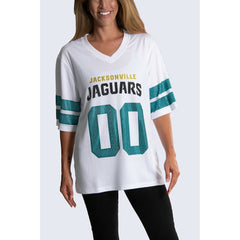 Jacksonville Jaguars Cuce Women's Rhinestone V-Neck Tunic - White discount