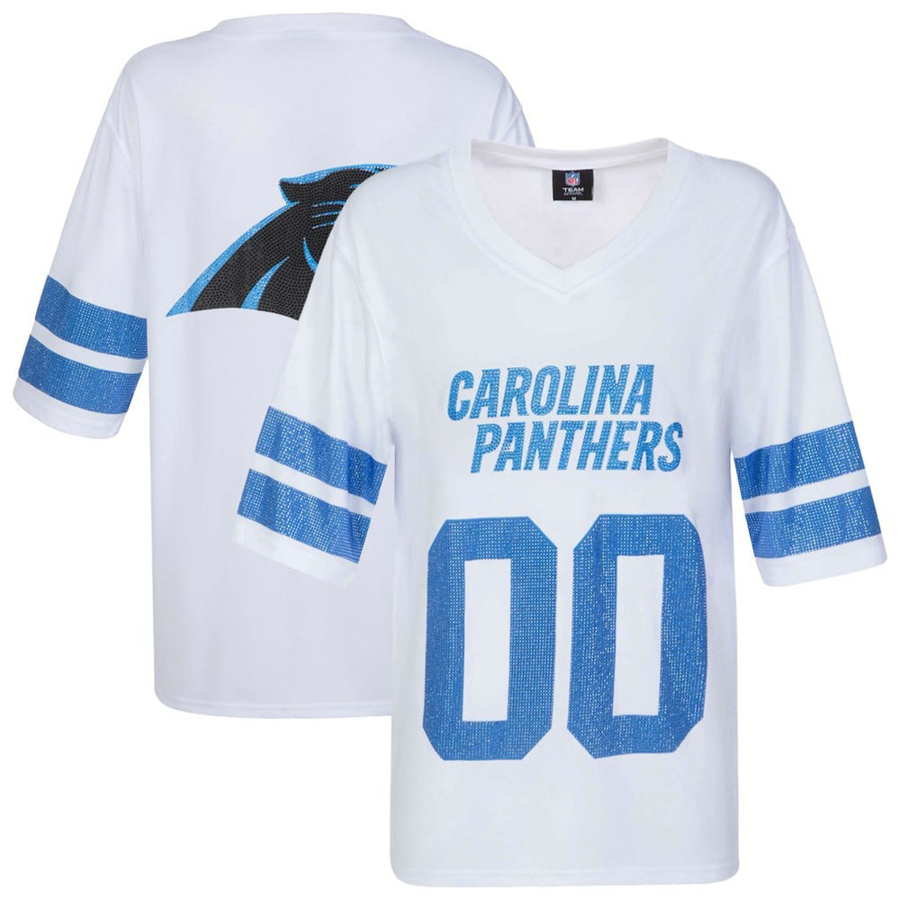 Carolina Panthers Cuce Women's Rhinestone V-Neck Tunic - White on sale