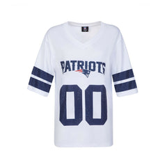 New England Patriots Cuce Women's Rhinestone V-Neck Tunic - White outlet