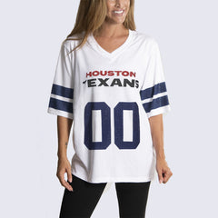 Houston Texans Cuce Women's Rhinestone V-Neck Tunic - White for sale