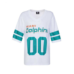 Miami Dolphins Cuce Women's Rhinestone V-Neck Tunic - White on sale