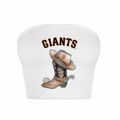 San Francisco Giants Tiny Turnip Women's Cowboy Boot Crop Tube Top - White