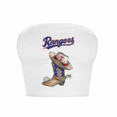 Texas Rangers Tiny Turnip Women's Cowboy Boot Crop Tube Top - White