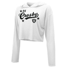 Maxx Crosby Las Vegas Raiders Majestic Threads Women's Glitter Wordmark Hoodie - White outlet