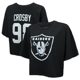 Maxx Crosby Las Vegas Raiders Majestic Threads Women's Swarovski Crystals Boxy Cropped Name & Number T-Shirt - Black sale