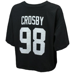 Maxx Crosby Las Vegas Raiders Majestic Threads Women's Swarovski Crystals Boxy Cropped Name & Number T-Shirt - Black sale