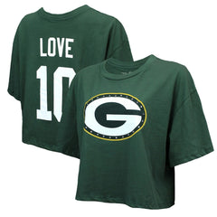 Jordan Love Green Bay Packers Majestic Threads Women's Swarovski Crystals Boxy Cropped Name & Number T-Shirt - Green discount