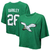 Saquon Barkley Philadelphia Eagles Majestic Threads Women's Swarovski Crystals Boxy Cropped Name & Number T-Shirt - Kelly Green sale