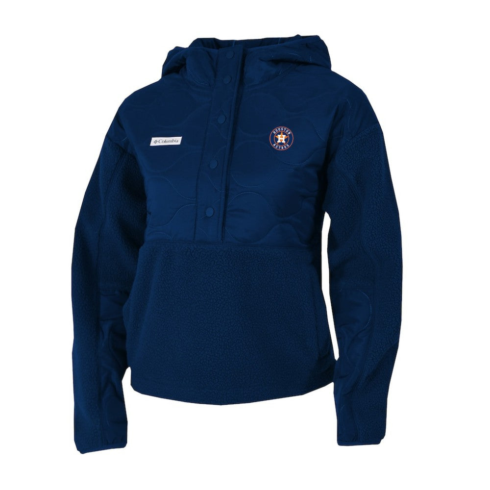 Houston Astros Women's Cloud Point Hooded Fleece Half-Snap Pullover Jacket - Navy | Columbia