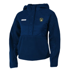 Milwaukee Brewers Women's Cloud Point Hooded Fleece Half-Snap Pullover Jacket - Navy | Columbia