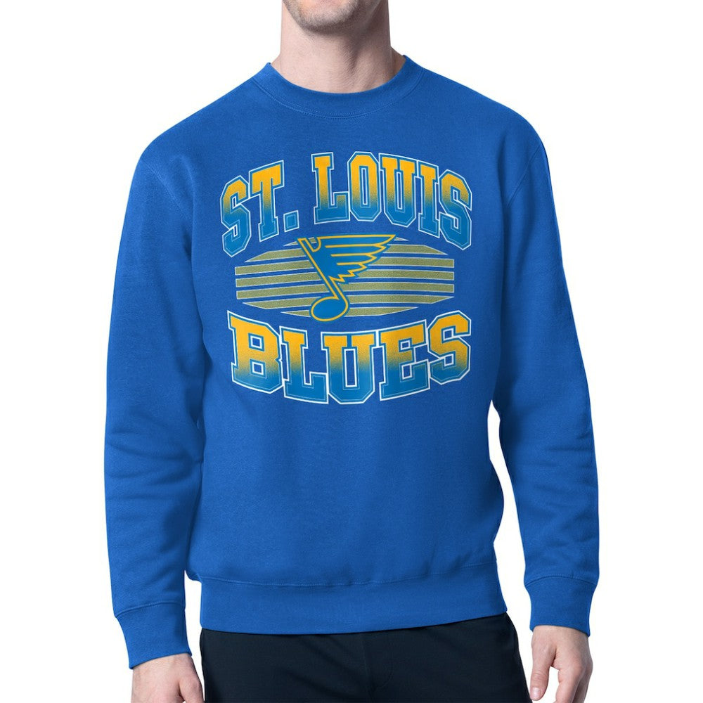 St. Louis Blues Starter Team Grit Graphic Fleece Pullover Sweatshirt Blue