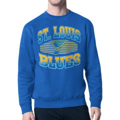 St. Louis Blues Starter Team Grit Graphic Fleece Pullover Sweatshirt Blue