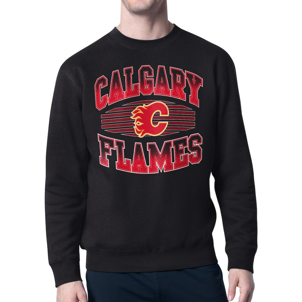 Calgary Flames Starter Team Grit Graphic Fleece Pullover Sweatshirt Black