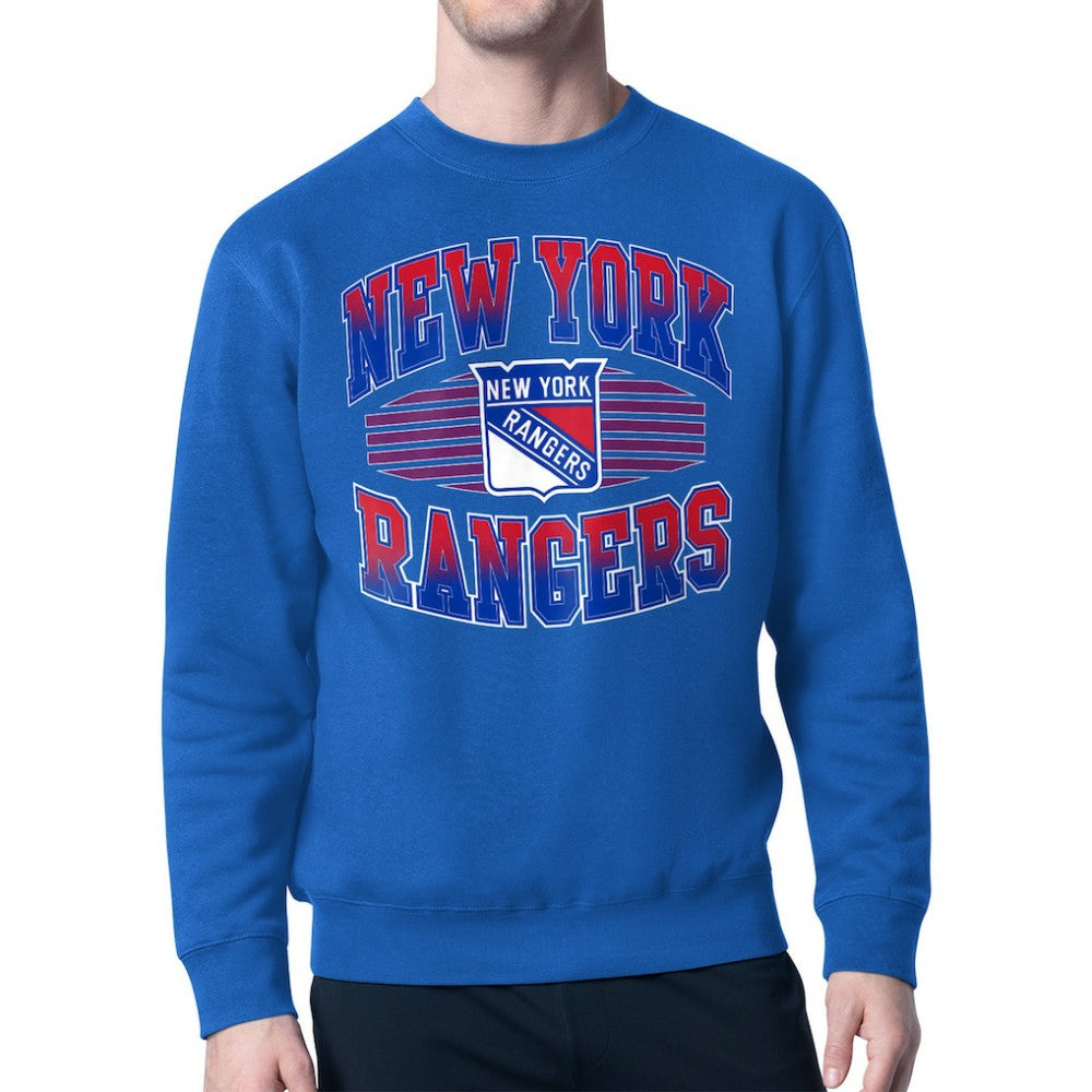 New York Rangers Starter Team Grit Graphic Fleece Pullover Sweatshirt Blue