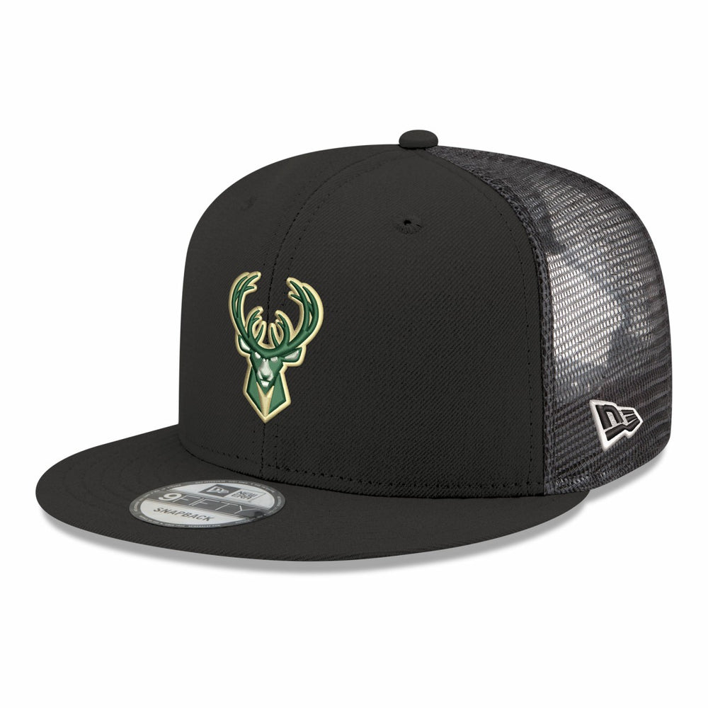 Milwaukee Bucks Core Logo Meshback 9FIFTY Snapback Hat - Black | New Era online