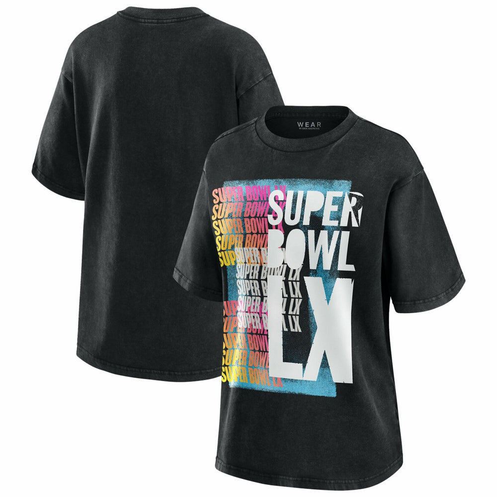Super Bowl LX WEAR by Erin Andrews Women's Vintage Boyfriend T-Shirt - Black outlet