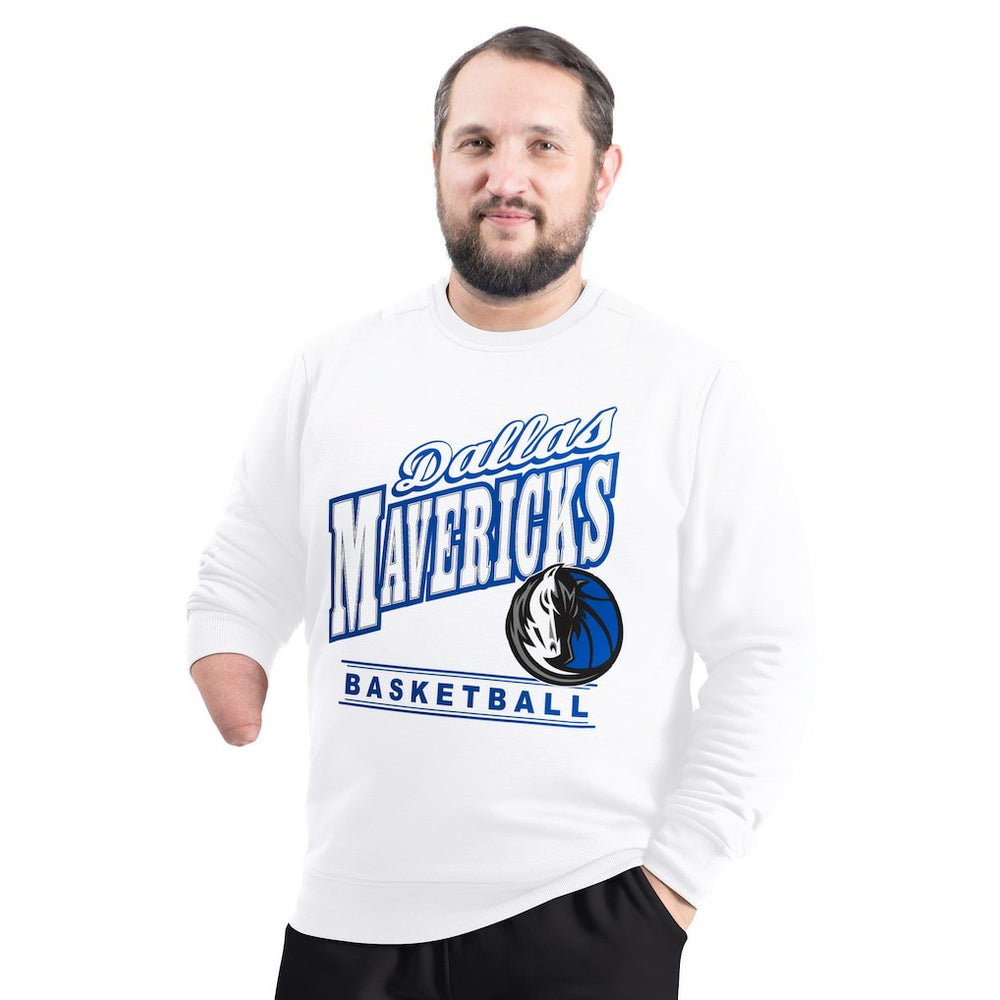 Dallas Mavericks G-III Sports by Carl Banks Adaptive Headliner Fleece Crewneck Sweatshirt sale - White for sale