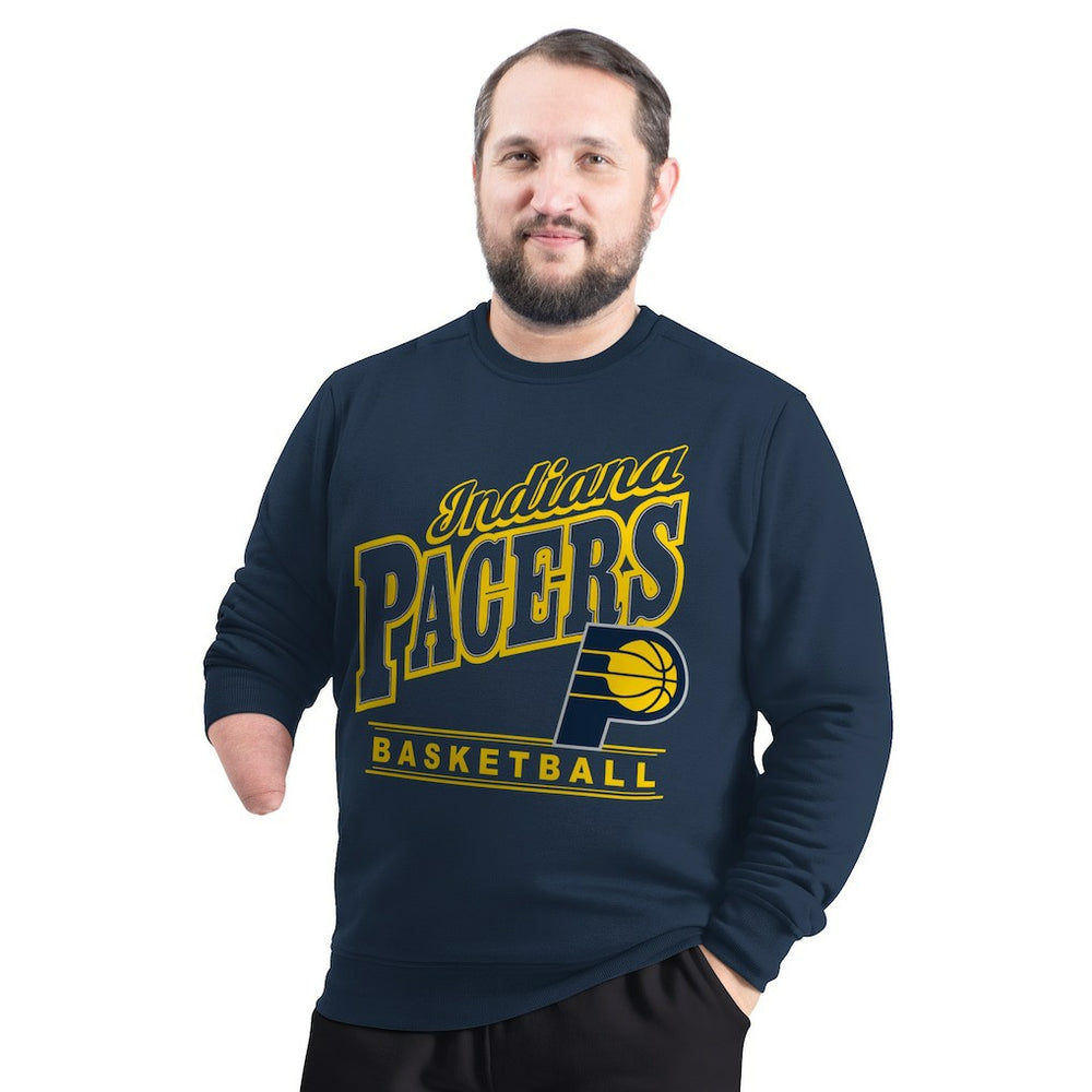 Indiana Pacers G-III Sports by Carl Banks Adaptive Headliner Fleece Crewneck Sweatshirt - Navy for sale