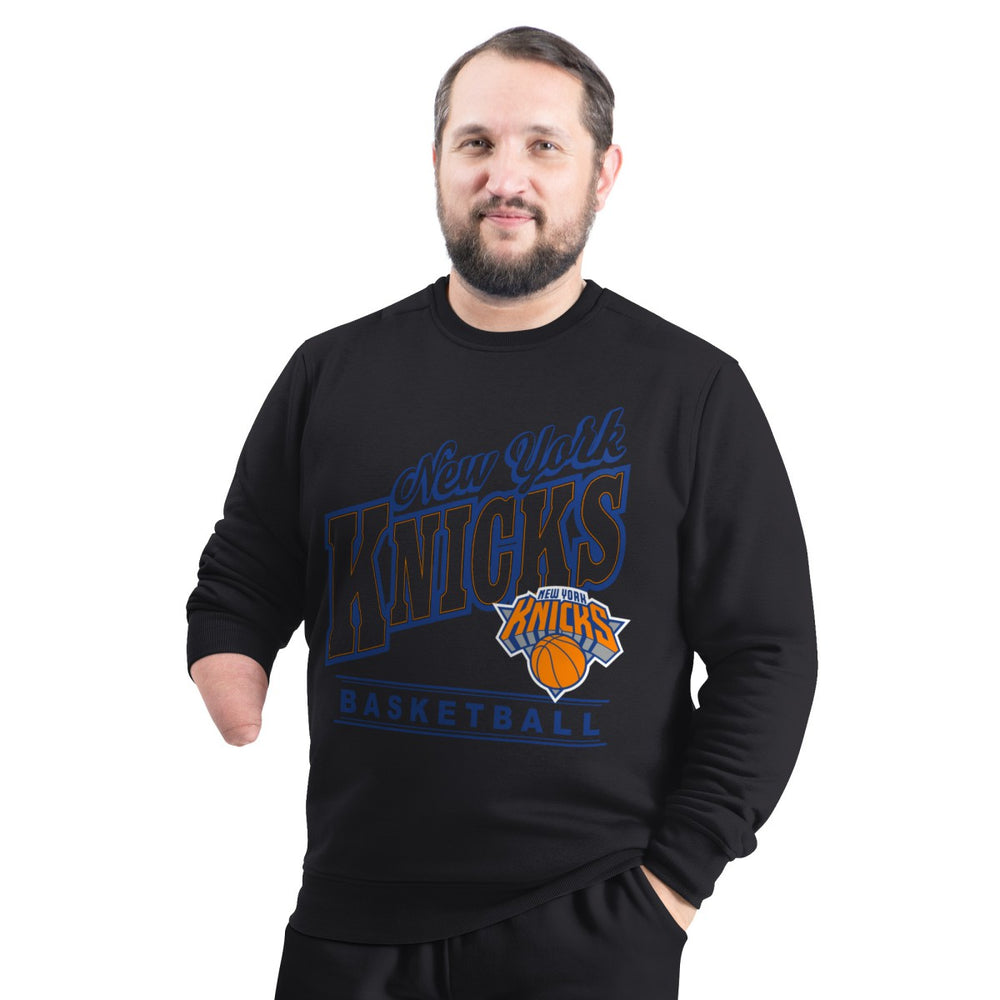 New York Knicks G-III Sports by Carl Banks Adaptive Headliner Fleece Crewneck Sweatshirt - Black cheap