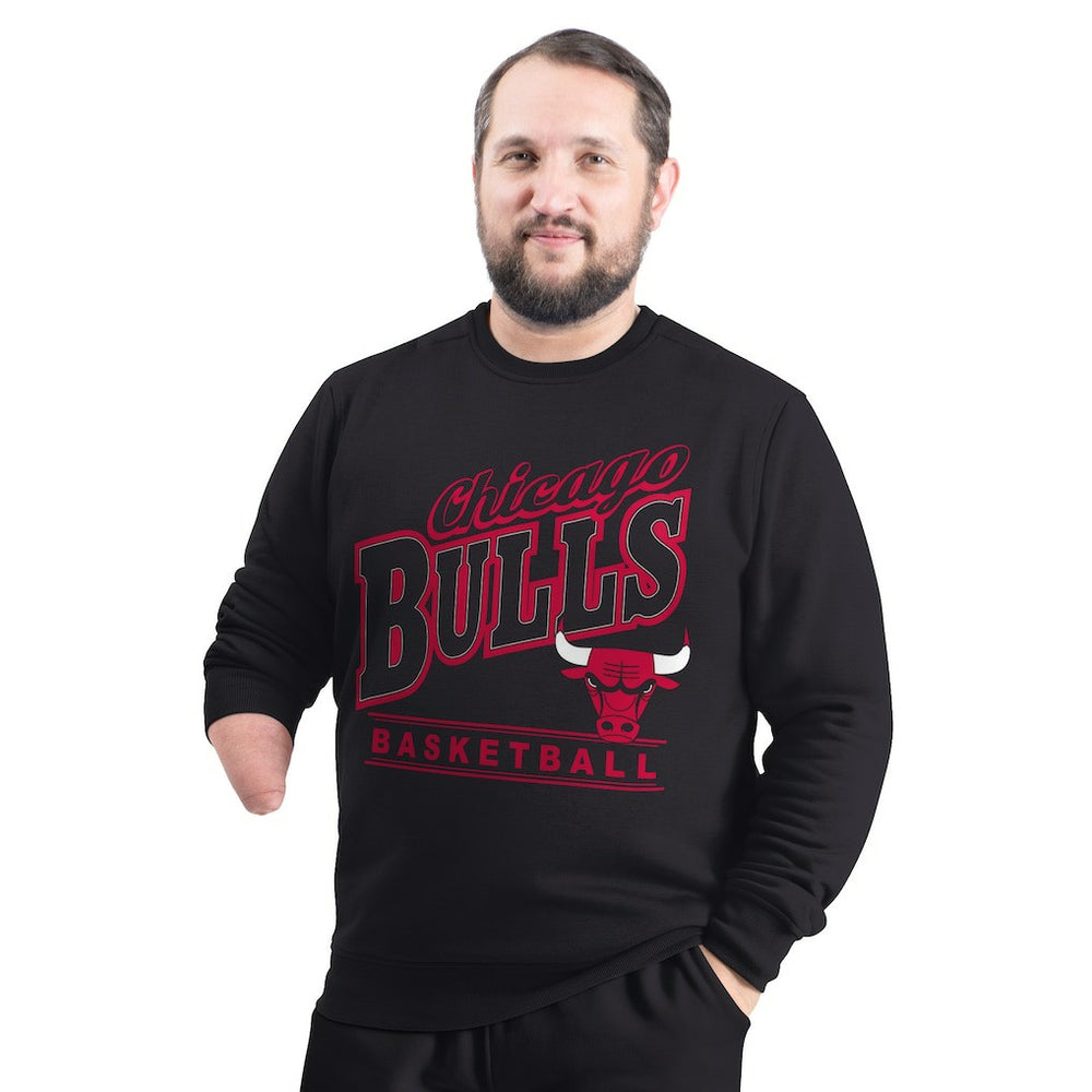 Chicago Bulls G-III Sports by Carl Banks Adaptive Headliner Fleece Crewneck Sweatshirt sale - Black on sale