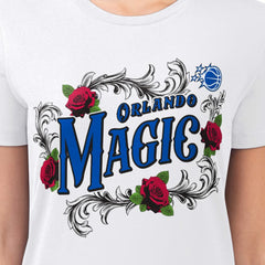 Orlando Magic G-III 4Her by Carl Banks Women's Super-Slim Fit Lightweight Roses Crew Neck T-Shirt - White for sale