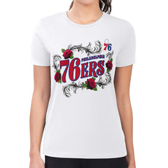 Philadelphia 76ers G-III 4Her by Carl Banks Women's Super-Slim Fit Lightweight Roses Crew Neck T-Shirt - White online