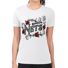 Brooklyn Nets G-III 4Her by Carl Banks Women's Super-Slim Fit Lightweight Roses Crew Neck T-Shirt - White on sale