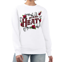 Miami Heat G-III 4Her by Carl Banks Women's Roses Fleece Tri-Blend Sweatshirt - White outlet
