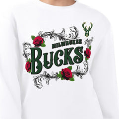 Milwaukee Bucks G-III 4Her by Carl Banks Women's Roses Fleece Tri-Blend Sweatshirt - White shop