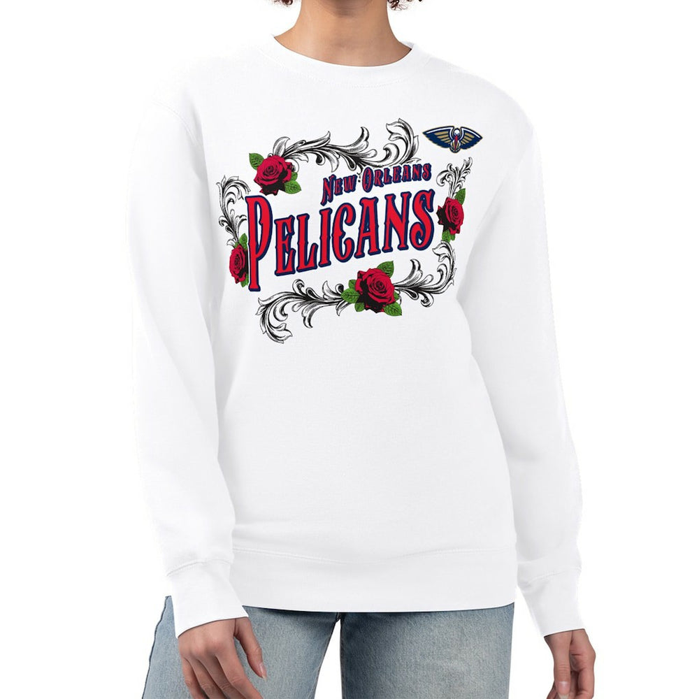 New Orleans Pelicans G-III 4Her by Carl Banks Women's Roses Fleece Tri-Blend Sweatshirt - White sale