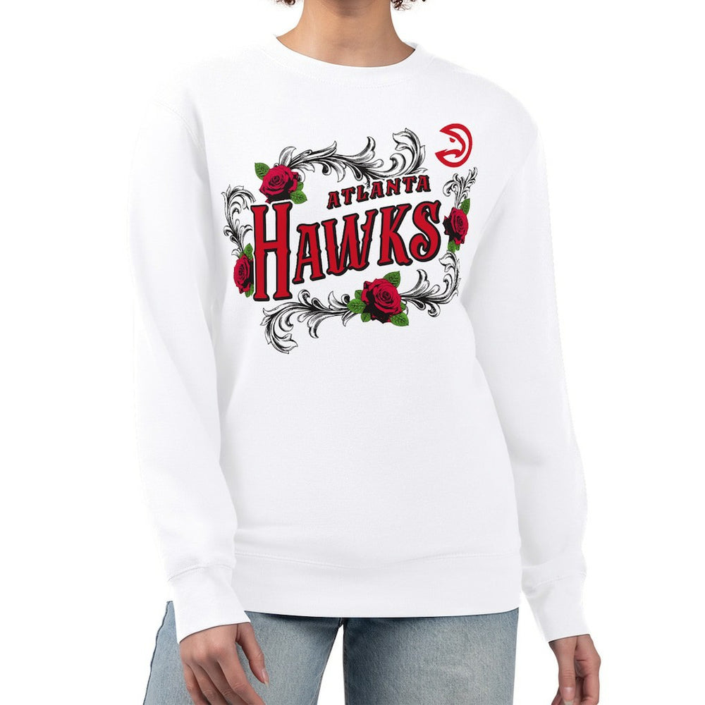 Atlanta Hawks G-III 4Her by Carl Banks Women's Roses Fleece Tri-Blend Sweatshirt - White shop