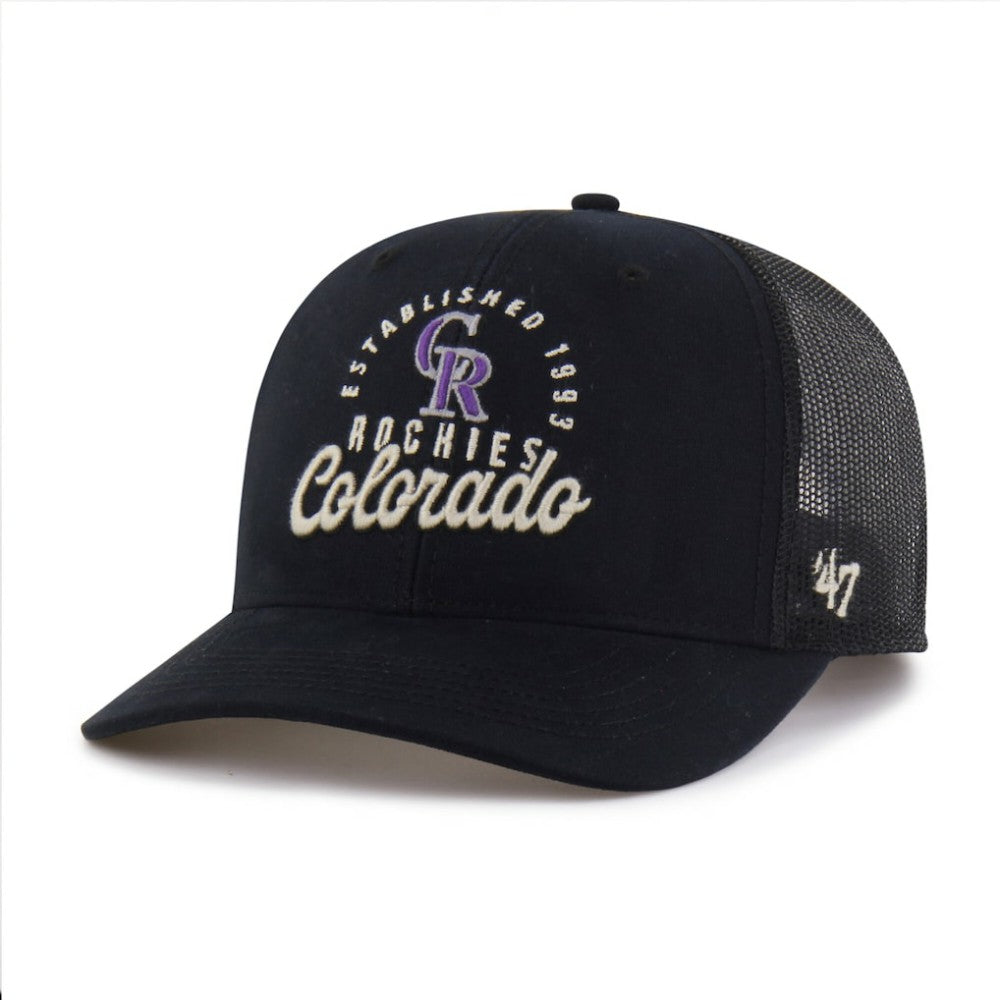 Colorado Rockies Pitstop Trucker Adjustable Hat - Black | 47 brand