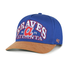 Atlanta Braves Cooperstown Break Wood Suede Hitch Adjustable Hat - Royal/Brown | 47 brand