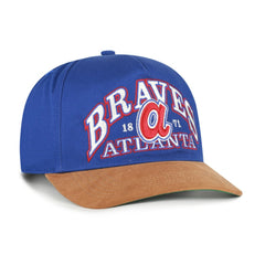 Atlanta Braves Cooperstown Break Wood Suede Hitch Adjustable Hat - Royal/Brown | 47 brand