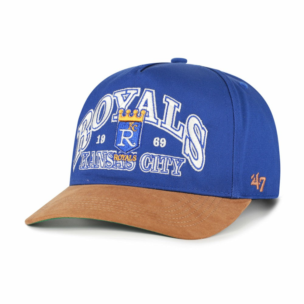 Kansas City Royals Cooperstown Break Wood Suede Hitch Adjustable Hat - Royal/Brown | 47 brand