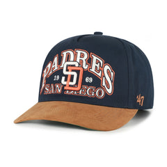 San Diego Padres Cooperstown Break Wood Suede Hitch Adjustable Hat - Navy/Brown | 47 brand