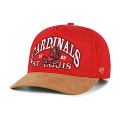 St. Louis Cardinals Cooperstown Break Wood Suede Hitch Adjustable Hat - Red/Brown | 47 brand